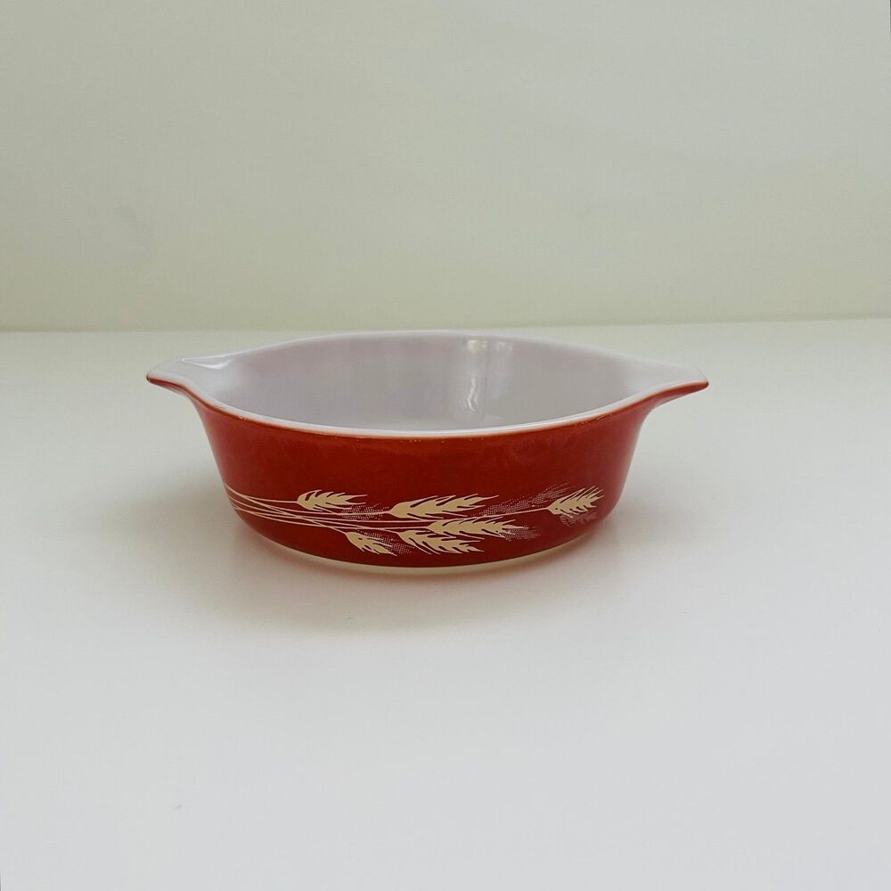 PYREX Burnt Orange Autumn Harvest Wheat Stalk 471-B Casserole Dish 500 ml